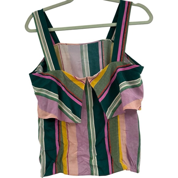 Akris Punto Stripe Sleeveless Square Neck Silk Top Size 10 Career Basic - Picture 3 of 5